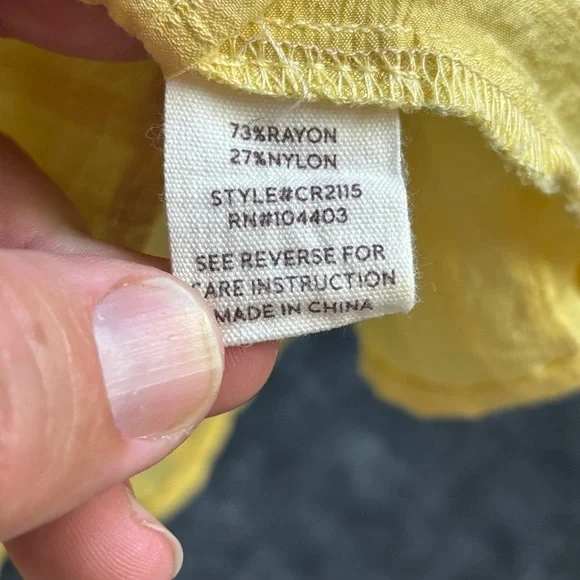 Blu Pepper Yellow Flutter Sleeve Embellished Blouse Sz S - oversized - Picture 4 of 7